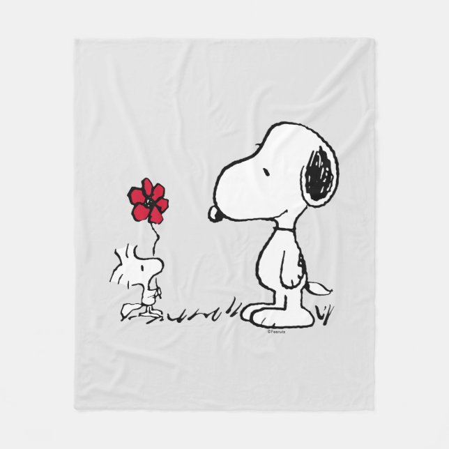 Peanuts | Snoopy & Woodstock Röd & Svart Fleecefilt (Framsidan)