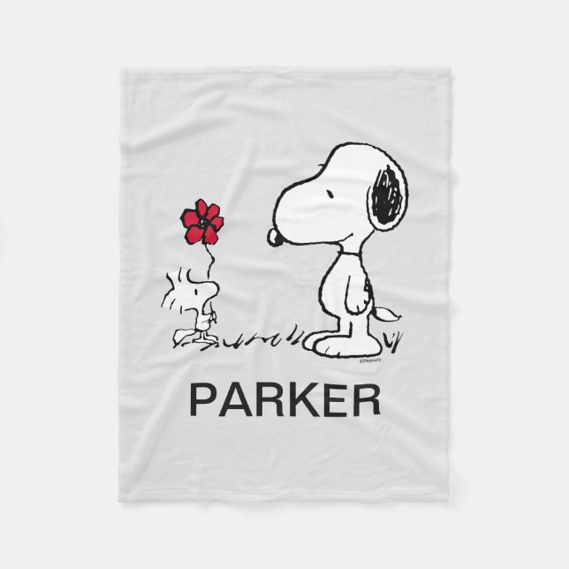 Peanuts | Snoopy & Woodstock Röd & Svart Fleecefilt (Framsidan)