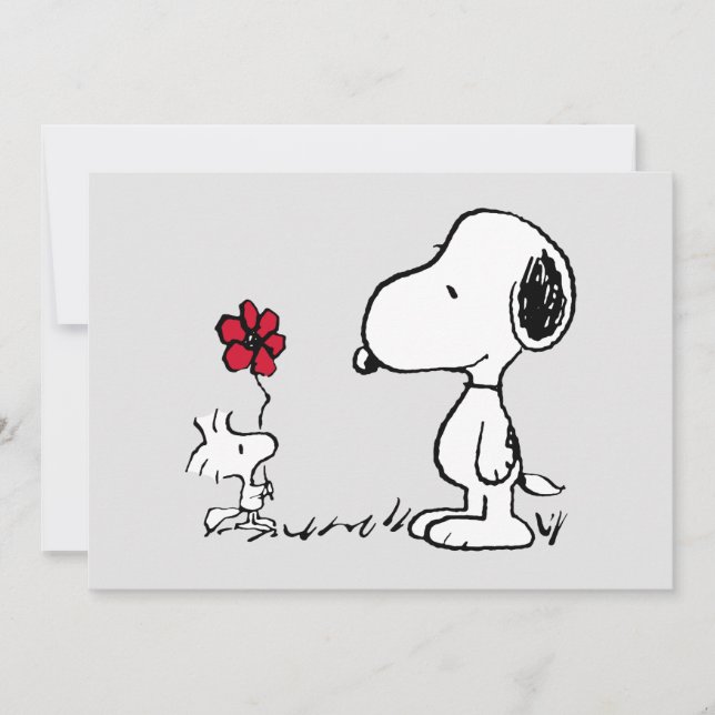 Peanuts | Snoopy & Woodstock Röd & Svart Kort (Framsida)