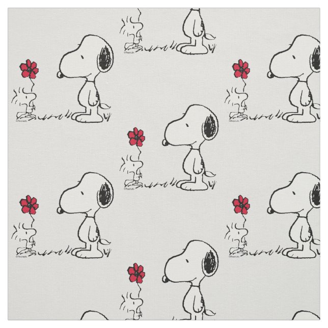 Peanuts | Snoopy & Woodstock Röd & Svart Tyg (Provkarta)