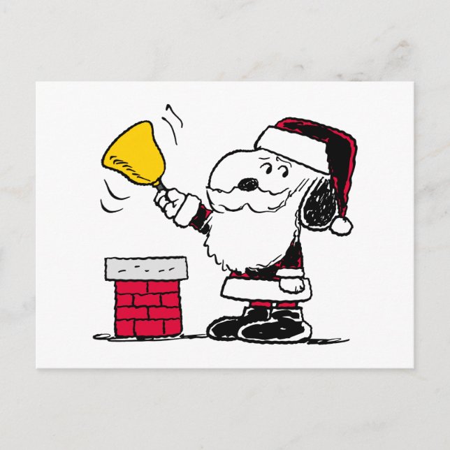 Peanuts | Snoopy & Woodstock Santa Ringklocka Vykort (Framsida)