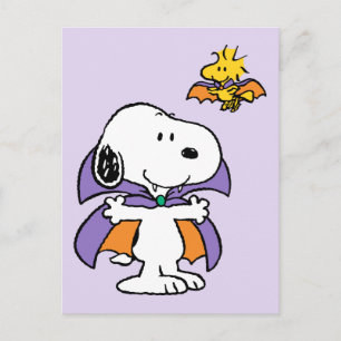 Peanuts Snoopy Woodstock Vampyr Halloween Vykort