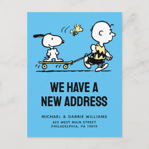 Peanuts Snoopy & Woodstock Vi Har Flyttat Vykort