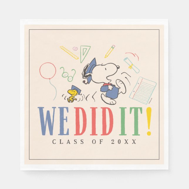Peanuts Snoopy Woodstock We Did It Graduation Cap Pappersservett (Framsidan)