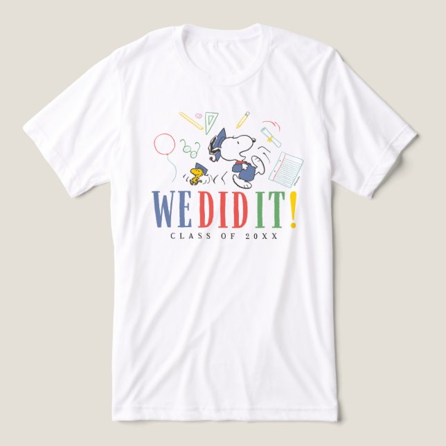 Peanuts Snoopy Woodstock We Did It Graduation Cap T Shirt (Design Framsida)
