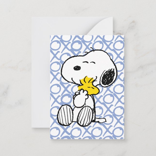 Peanuts | Snoopy & Woodstock XOXO Hugs Anteckningskort (Framsida)