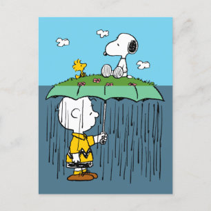 Peanuts Solig Dag Regnig Dag Hälften & Hälften Vykort
