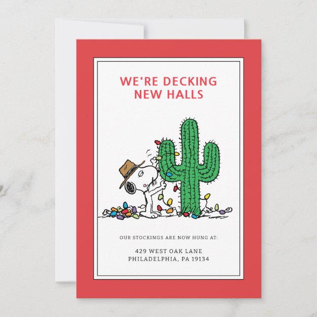 Peanuts | Spike Dekorerar för Jul Julkort (Framsida)