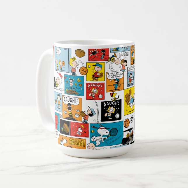 Peanuts Sportmönster Kaffemugg (Framsida vänster)