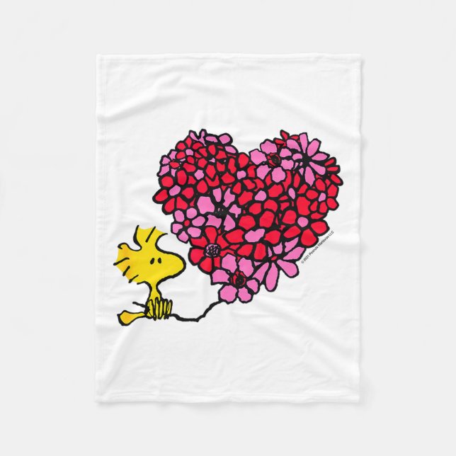Peanuts - Valentines - Floral Heart  Fleecefilt (Framsidan)
