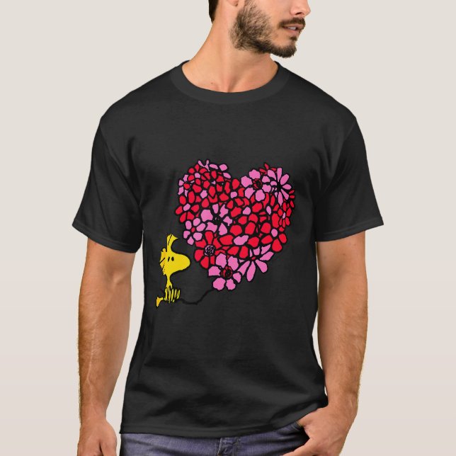 Peanuts - Valentines - Floral Heart  T Shirt (Framsida)