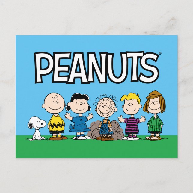 Peanuts Vänner På Rad Vykort (Framsida)