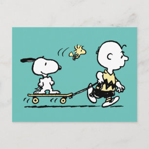 PEANUTS Vänner Skate Boarding Vykort
