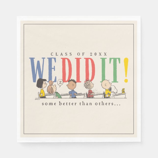 Peanuts We Did It Graduation Funny Quote Snoopy Pappersservett (Framsidan)