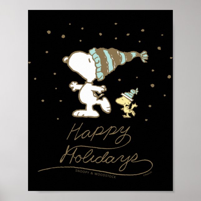 Peanuts Winter Skating T Shirt  Poster (Framsidan)