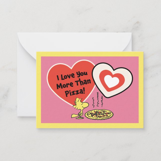 Peanuts | Woodstock I Love You More Thank Pizza! Anteckningskort (Framsida)