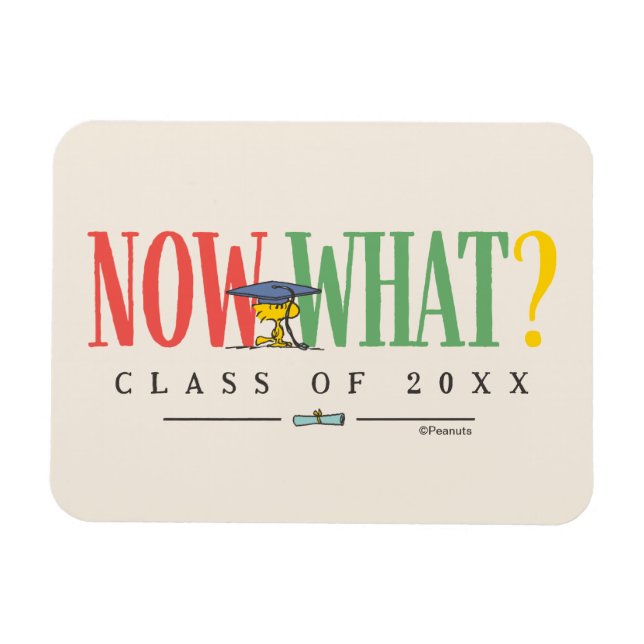 Peanuts Woodstock Now What Graduation Funny Quote Magnet (Horisontell)