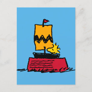 Peanuts   Woodstock Snoopy Segelbåt Vykort
