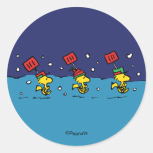 Peanuts Woodstock Snöskovel Lag Runt Klistermärke