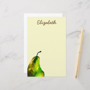 Pear Art, söt vattenfärgsfrukt Brevpapper