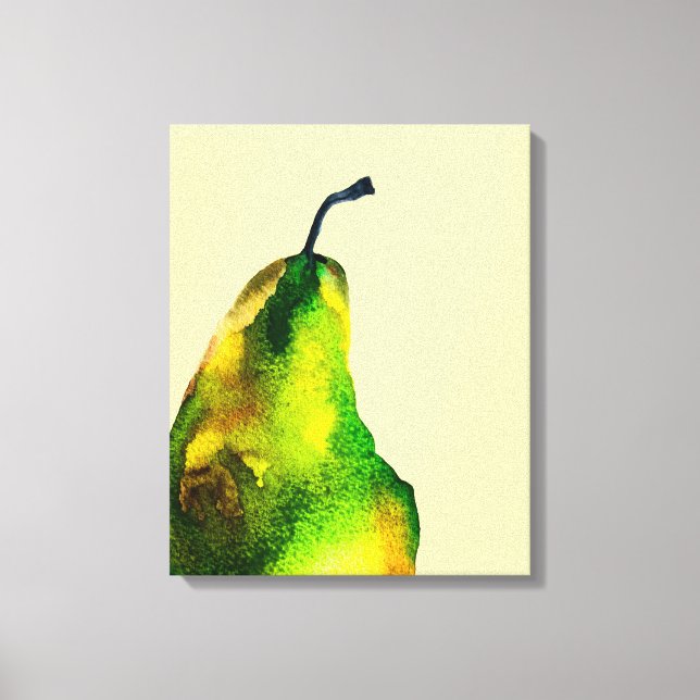 Pear Art, söt vattenfärgsfrukt Canvastryck (Framsida)