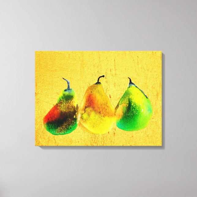 Pear Art söt vattenfärgsfrukt, kanvastryck (Framsida)