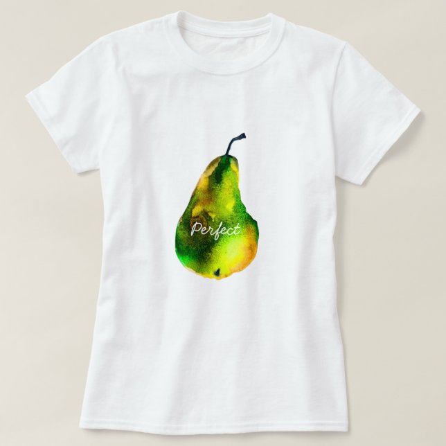 Pear Art, söt vattenfärgsfrukt T Shirt (Design framsida)