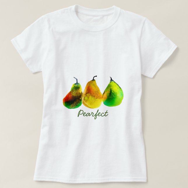 Pear Art söt vattenfärgsfrukt T-Shirt (Design framsida)