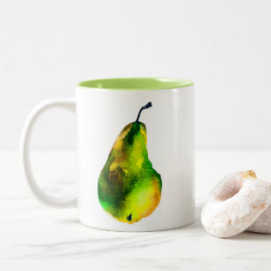 Pear Art, söt vattenfärgsfrukt Två-Tonad Mugg