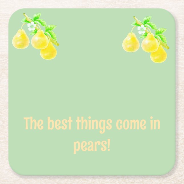 Pear Baby Shower Underlägg Papper Kvadrat (Framsidan)