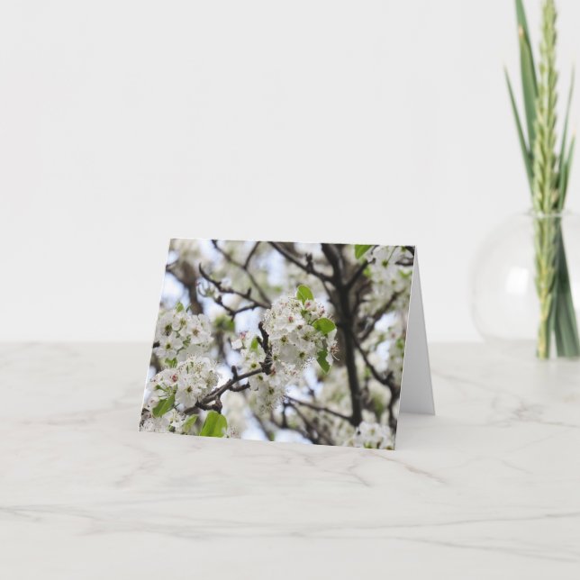 Pear Blommar Note Card Tack Kort (Framsida)