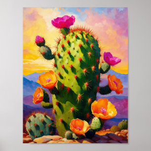 Pear Cactus Colorful Graphic Art Poster