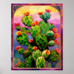 Pear Cactus Colorful Graphic Art Poster