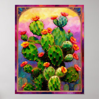 Pear Cactus Colorful Graphic Art Poster