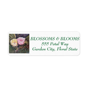 PEAR CACTUS FLOWERS RETURADRESS ETIKETT