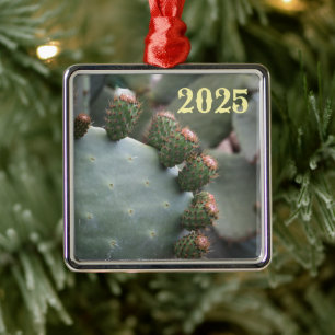 Pear Cactus med Buds Metall Ornament