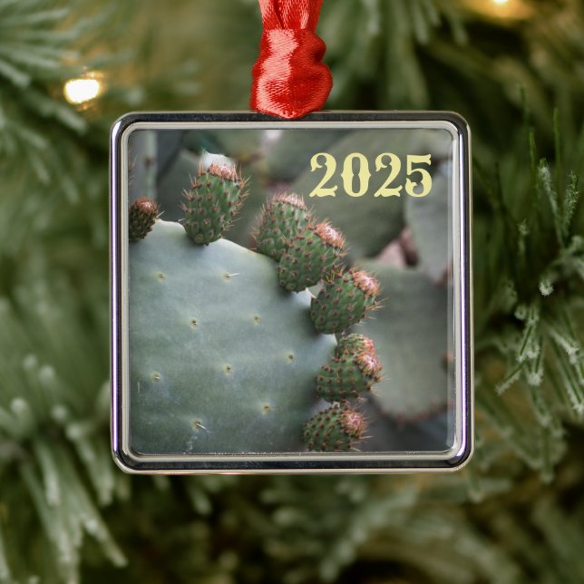 Pear Cactus med Buds Metall Ornament (Träd)