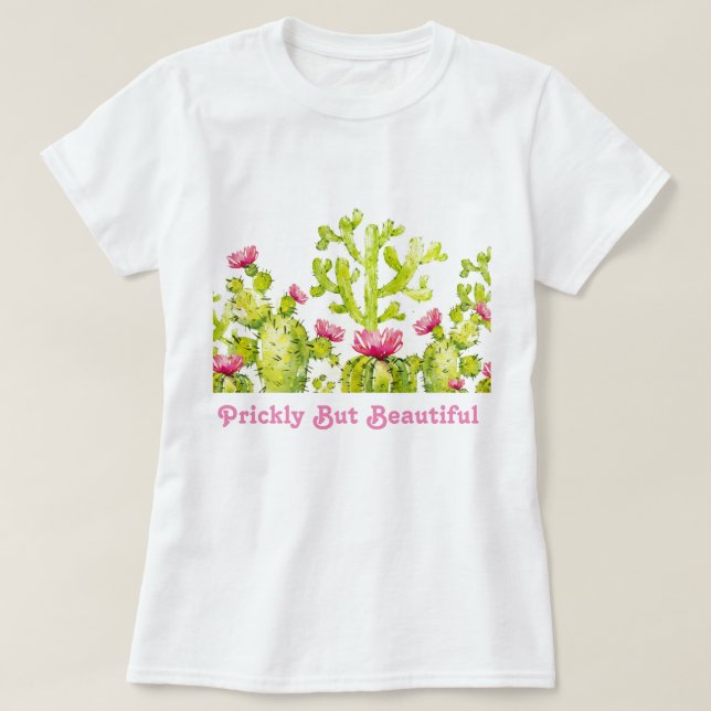 Pear Cactus med Desert Ro Kvinnors Rosa T Shirt (Design framsida)