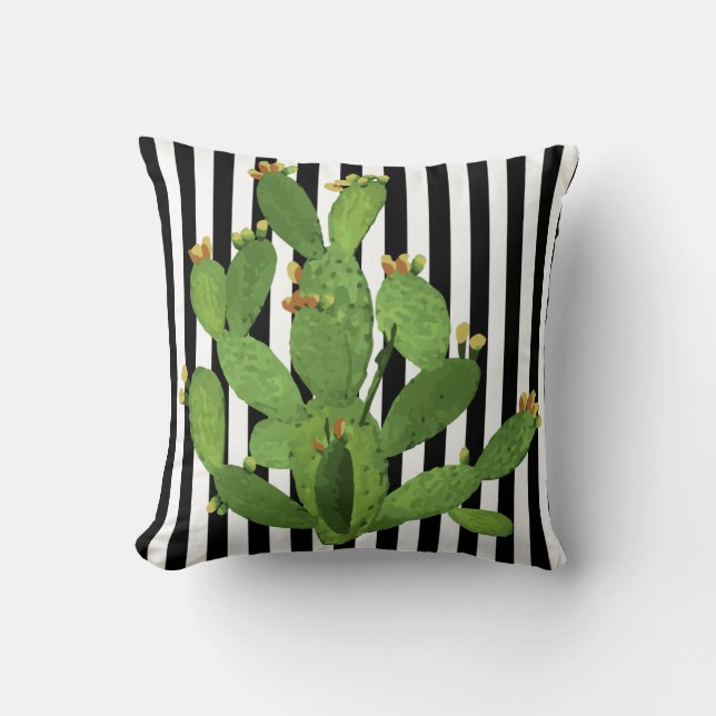 Pear Cactus och Rand Cushion Kudde (Framsida)