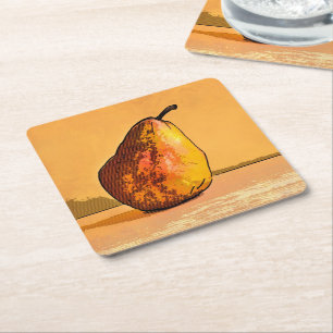 Pear Engrating Art Underlägg Papper Kvadrat