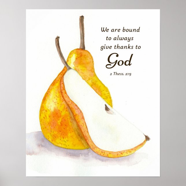 Pear Fresh Fruit Kitchen Scripture Give Thanks Poster (Framsidan)