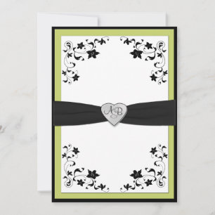 Pear Grönt och Black Monogrammed-inbjudan Inbjudningar