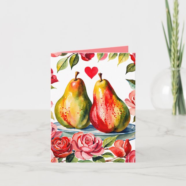 Pear-kärlek Punny Valentine Card för partner Kort (Framsida)