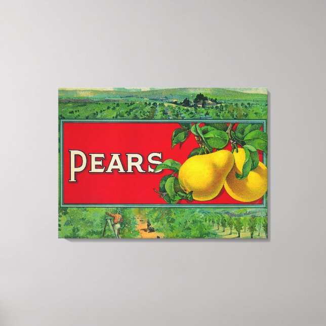 Pear Lagrar Låda-etikett Canvastryck (Framsida)