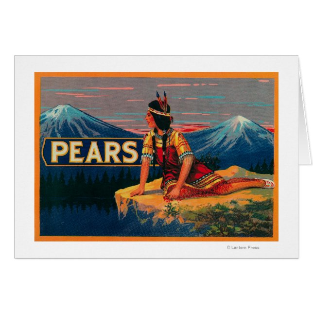 Pear Lagrar Låda etikett Hälsningskort (Framsidan Horizontal)