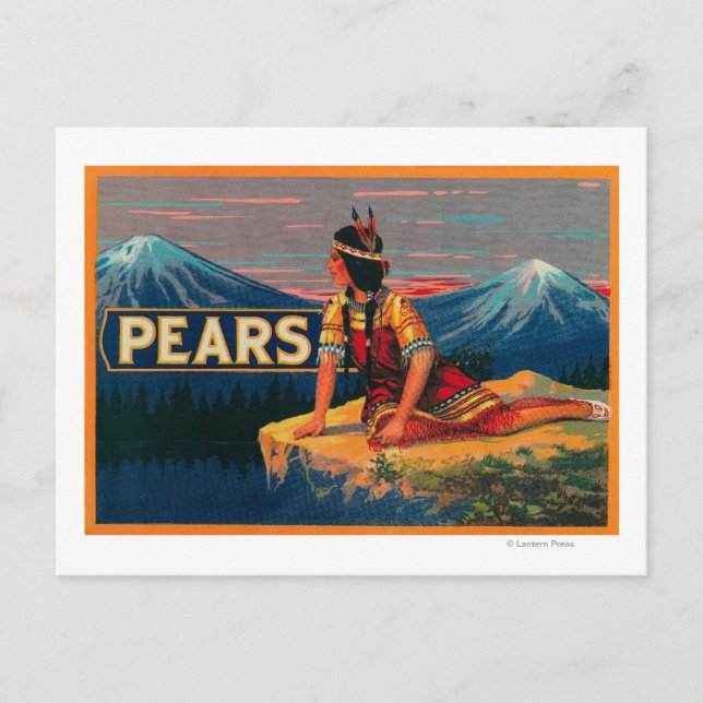 Pear Lagrar Låda-etikett Vykort (Framsida)