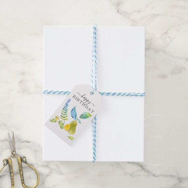 Pear & Lemons GRATTIS PÅ FÖDELSEDAGEN Gift-Märkre Presentetikett (Med Snöre)