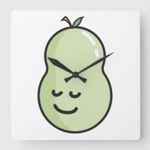 Pear med ett leende fyrkantig klocka