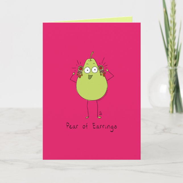 Pear of Earrings - Pear Pun Card Kort (Framsida)