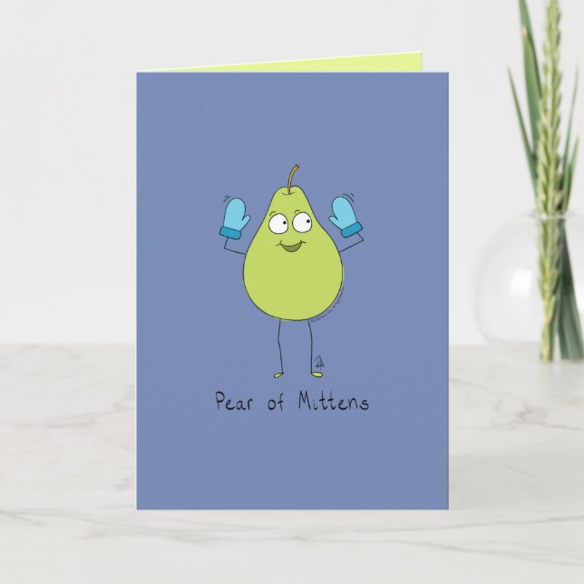 Pear of Mittens - Pear Pun Card Kort (Framsida)